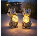 GLOBO LIGHTING Solarleuchte Drache 2er Set Grau LED Warmweiß Bild 2