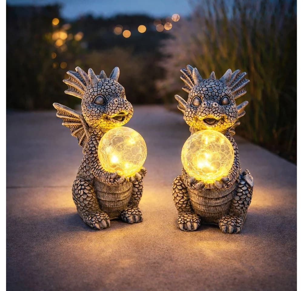 GLOBO LIGHTING Solarleuchte Drache 2er Set Grau LED Warmweiß - Bild 2