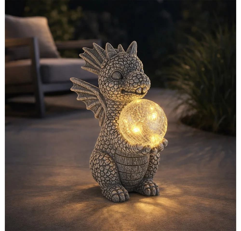 GLOBO LIGHTING Solarleuchte Drache 2er Set Grau LED Warmweiß - Bild 4