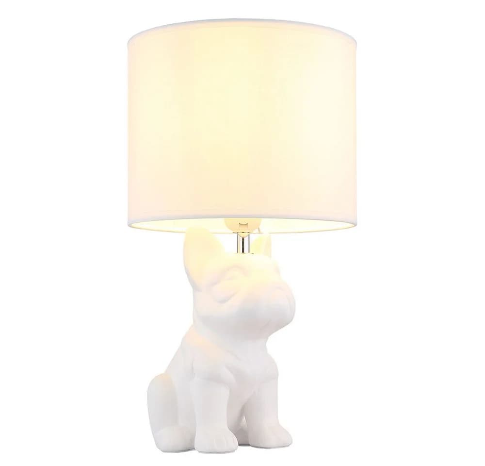 GLOBO LIGHTING LED Tischleuchte Französische Bulldogge Keramik Hund Warmweiß
