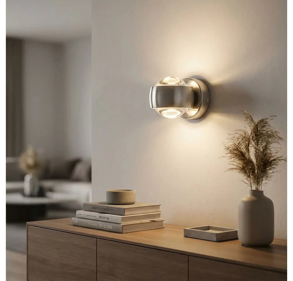 GLOBO LIGHTING LED Wandleuchte 2er Set Warmweiß Glas Nickel matt