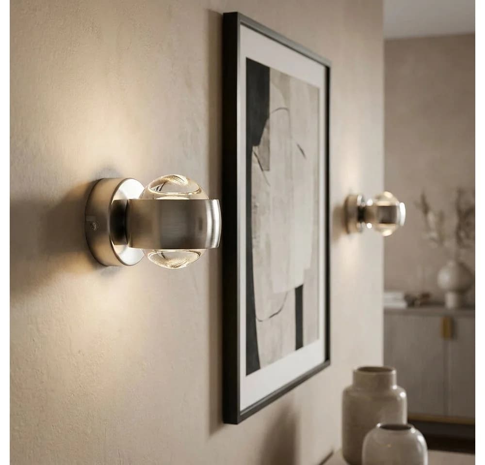 GLOBO LIGHTING LED Wandleuchte 2er Set Warmweiß Glas Nickel matt - Bild 2