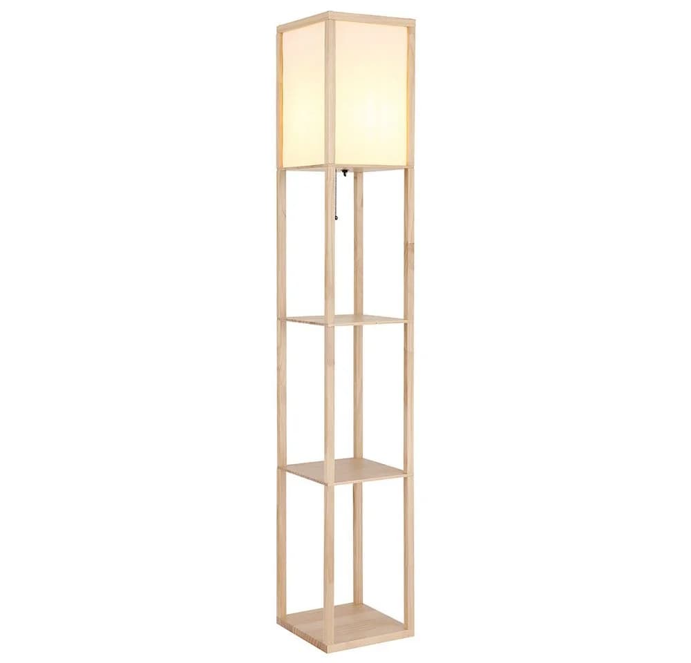 GLOBO LIGHTING Stehleuchte Holz Textil Zugschalter