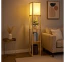 GLOBO LIGHTING Stehleuchte Holz Textil Zugschalter Bild 2