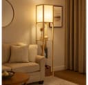 GLOBO LIGHTING Stehleuchte Holz Textil Zugschalter Bild 4