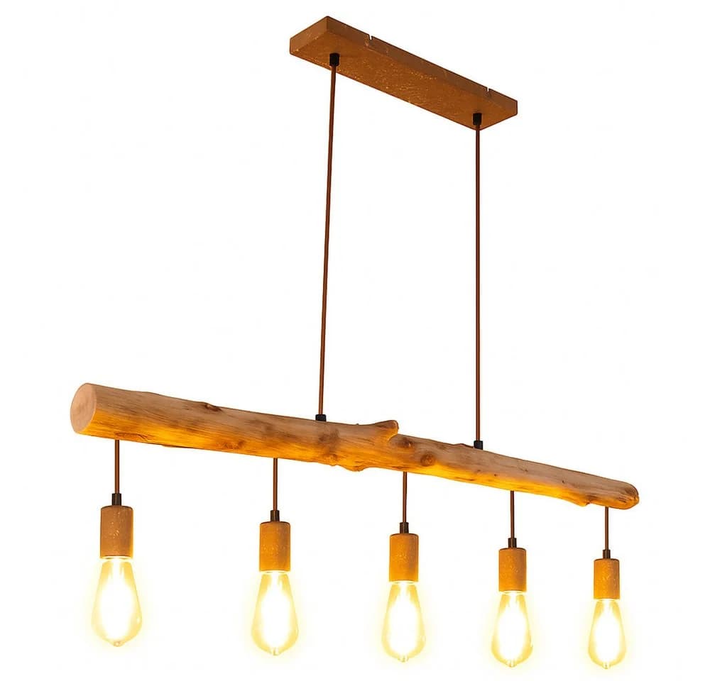 GLOBO LIGHTING LED-Hängeleuchte Vintage Stil Holz Balken Hänge Leuchte