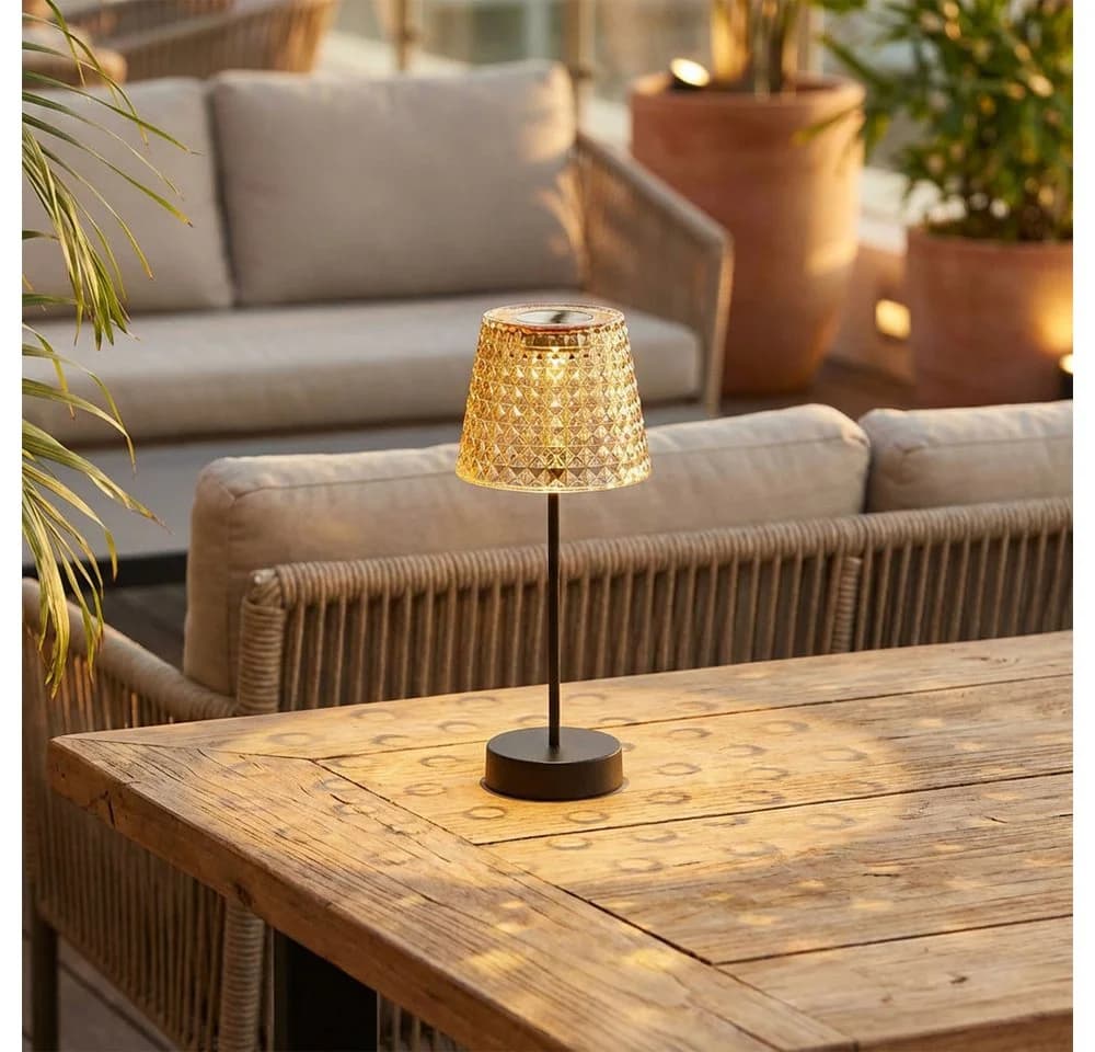GLOBO LIGHTING Solarleuchte Kristalloptik Schwarz Warmweiß 4er Set - Bild 4
