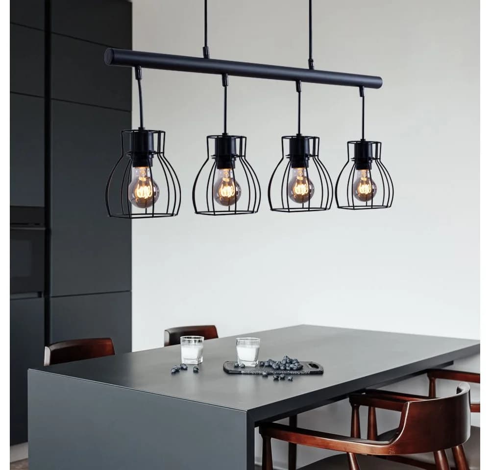 GLOBO LIGHTING LED-Hängeleuchte Industrial Schwarz mit 4x E27 Fassung - Bild 4