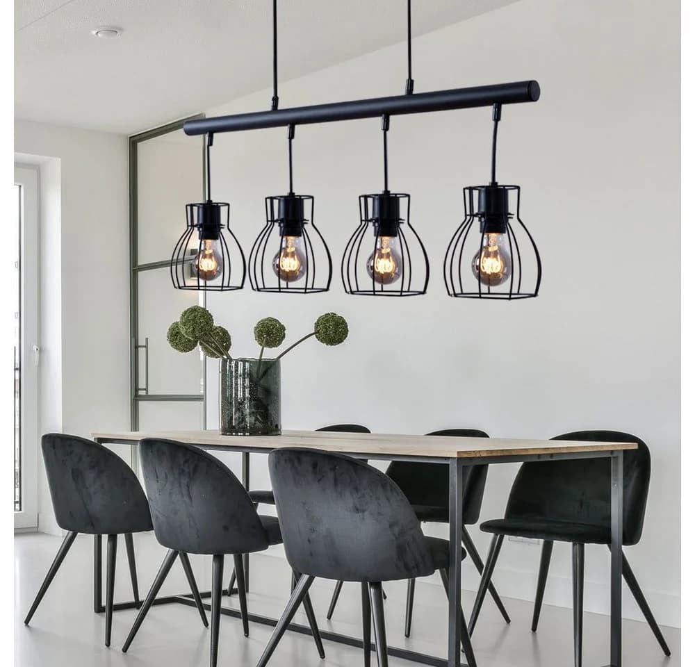 GLOBO LIGHTING LED-Hängeleuchte Industrial Schwarz mit 4x E27 Fassung - Bild 5