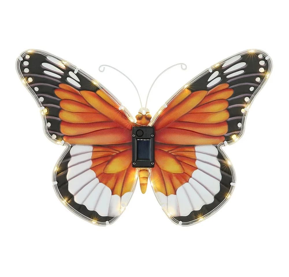 GLOBO LIGHTING Solarleuchte Schmetterling bunt LED Wandleuchte Außen