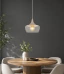 NOWA Hängeleuchte AROLA Klarglasschirm sandfarben matt E27 Bild 1