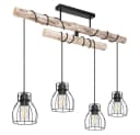 GLOBO LIGHTING Hängeleuchte Schwarz/Natur 4x E27 Drehbar Bild 1