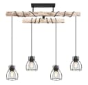 GLOBO LIGHTING Hängeleuchte Schwarz/Natur 4x E27 Drehbar Bild 5