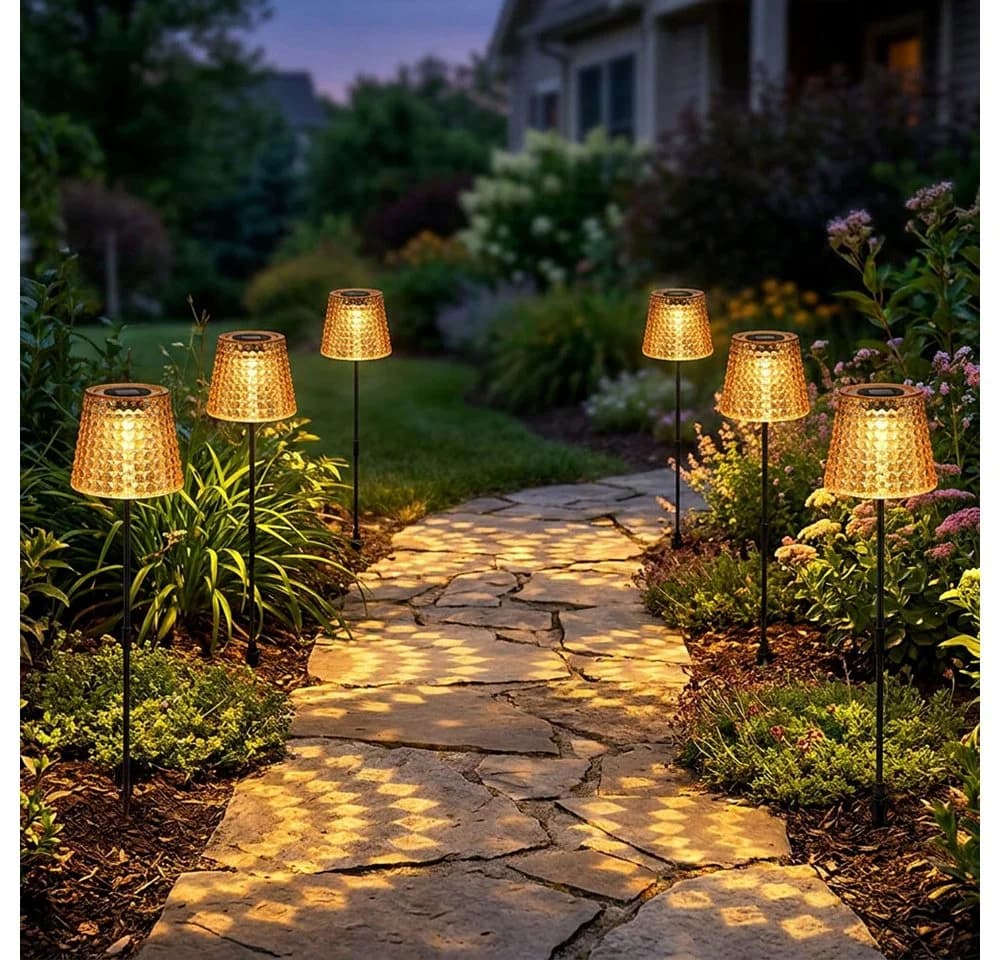 GLOBO LIGHTING LED Solarleuchte Kristalllampe Schwarz Amber 6er Set - Bild 2