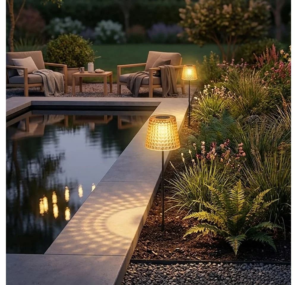 GLOBO LIGHTING LED Solarleuchte Kristalllampe Schwarz Amber 6er Set - Bild 4