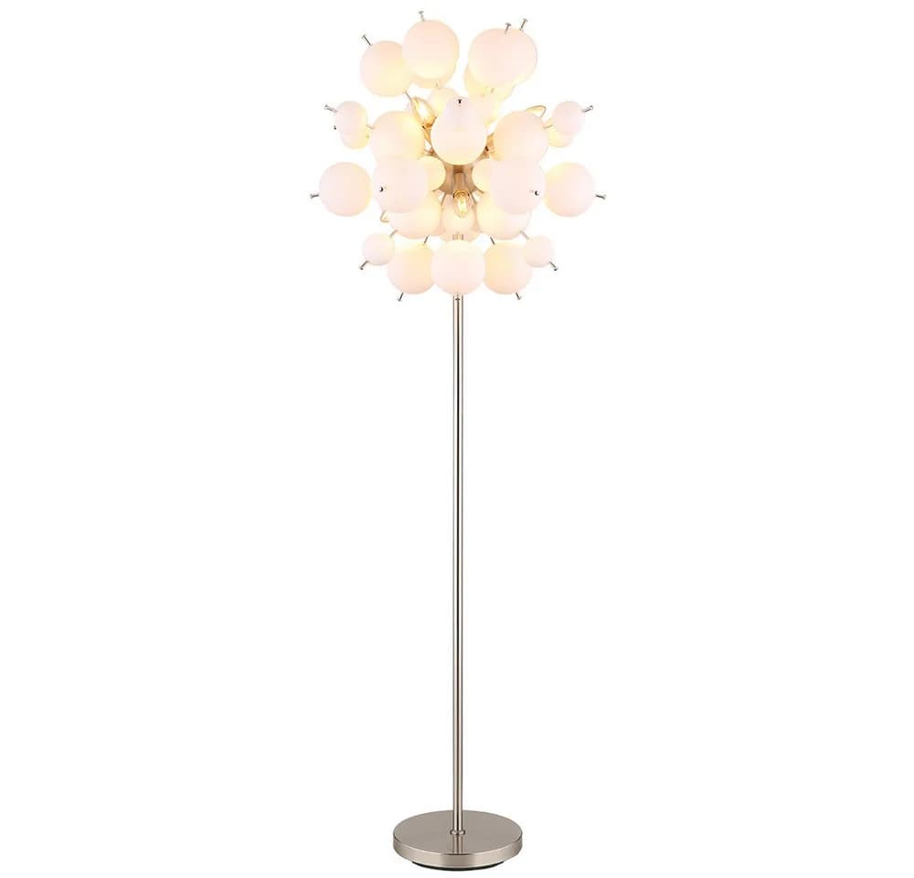 GLOBO LIGHTING Stehlampe Nickel-matt Glaskugeln