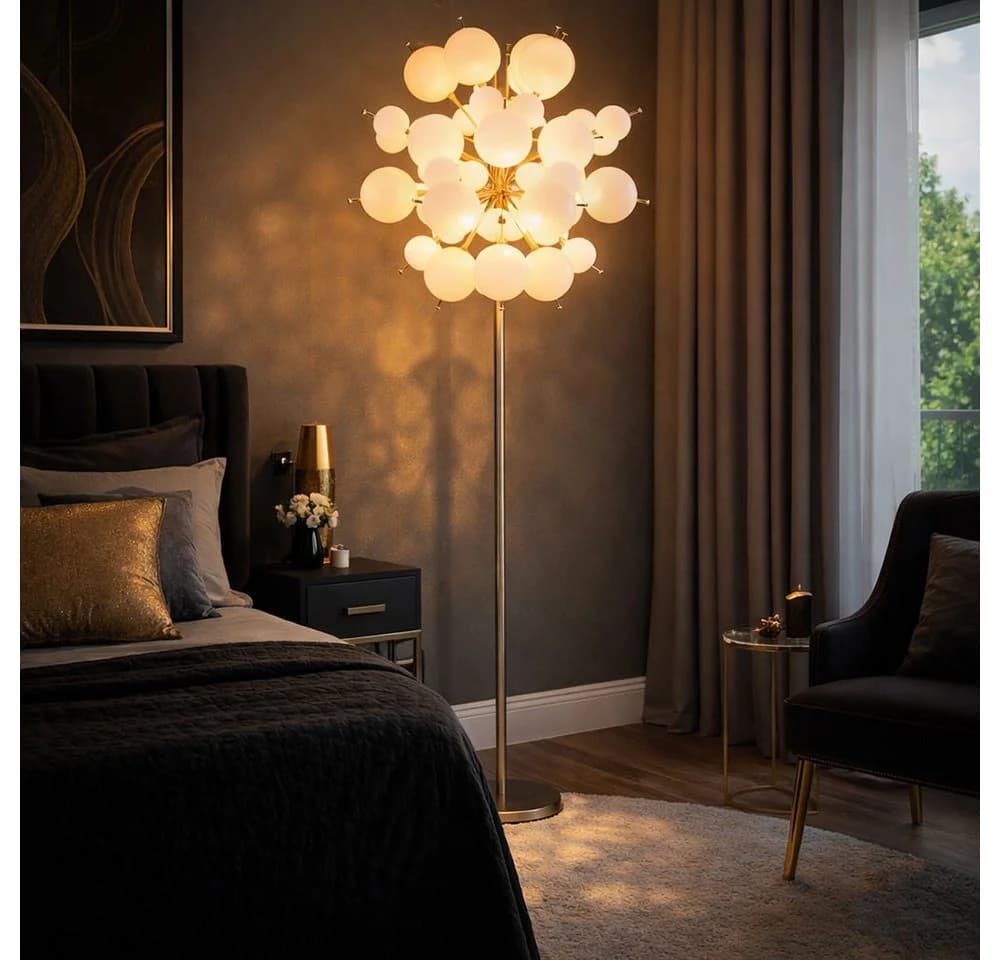 GLOBO LIGHTING Stehlampe Nickel-matt Glaskugeln - Bild 4