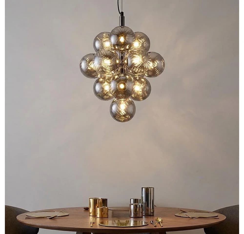 GLOBO LIGHTING Hängeleuchte CONOR 13-flammig Schwarz-Chrom Rauchglas - Bild 2