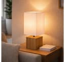 GLOBO LIGHTING Tischleuchte Weiß Holz E27 Bild 2