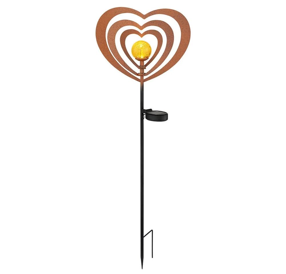 GLOBO LIGHTING LED Solarleuchte Gartenleuchte Metall rostfarben mit Glaskugel