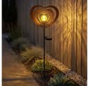 GLOBO LIGHTING LED Solarleuchte Gartenleuchte Metall rostfarben mit Glaskugel Bild 2
