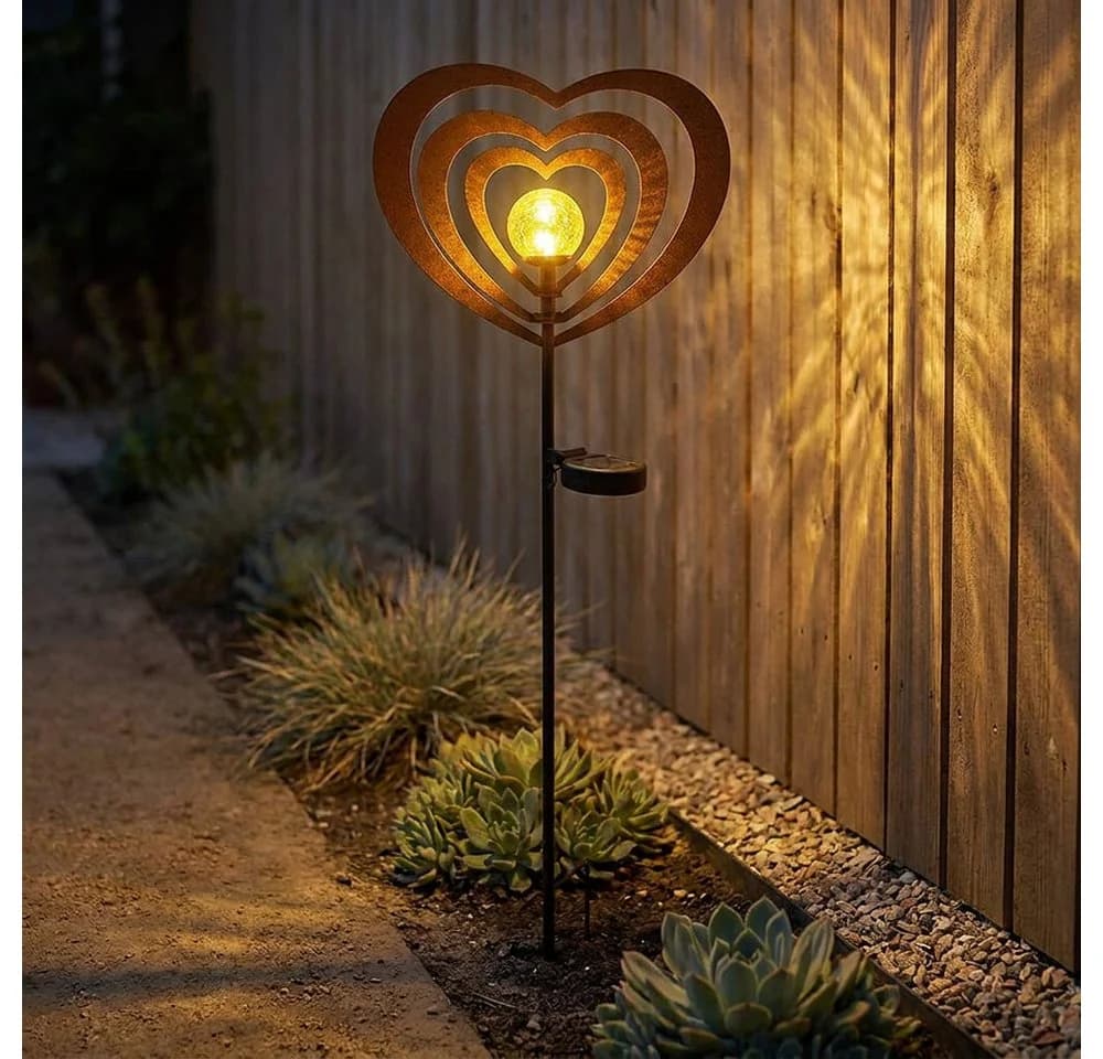 GLOBO LIGHTING LED Solarleuchte Gartenleuchte Metall rostfarben mit Glaskugel - Bild 2