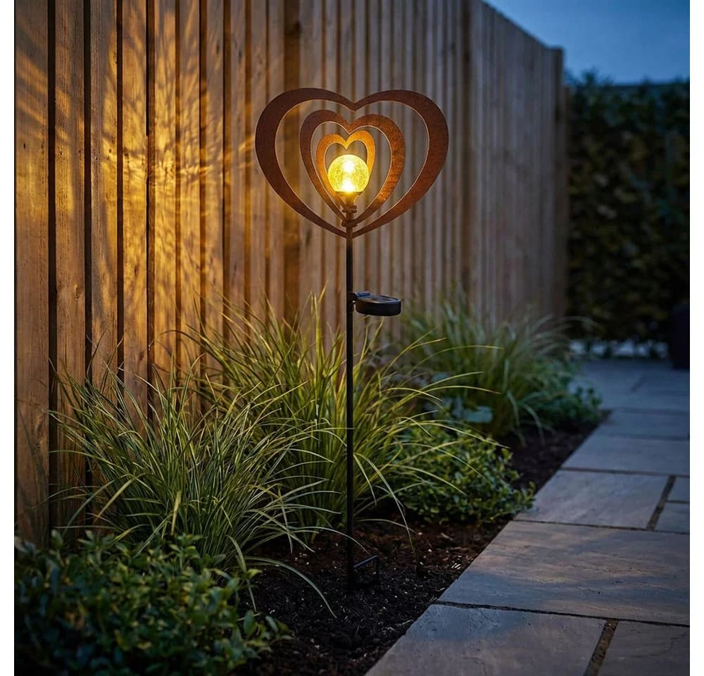 GLOBO LIGHTING LED Solarleuchte Gartenleuchte Metall rostfarben mit Glaskugel - Bild 4