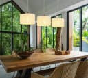 NOWA Hängeleuchte JULE Braun Holz Leinen 3-flammig Bild 1