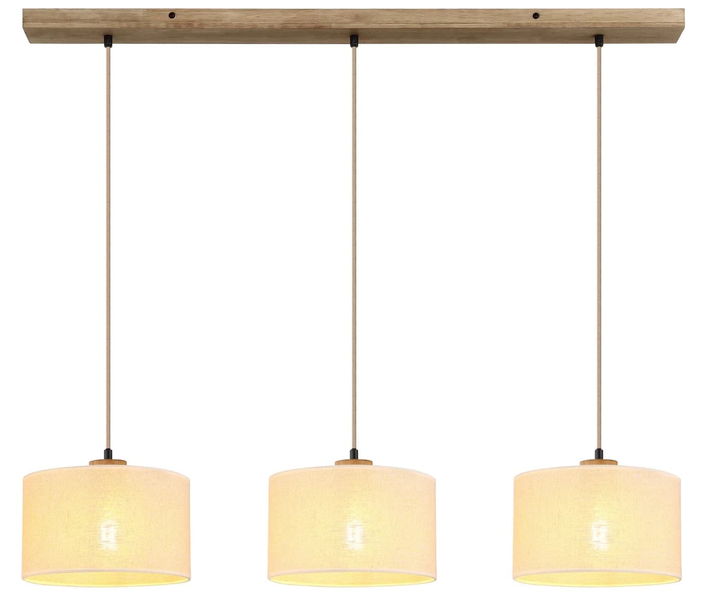 NOWA Hängeleuchte JULE Braun Holz Leinen 3-flammig - Bild 2