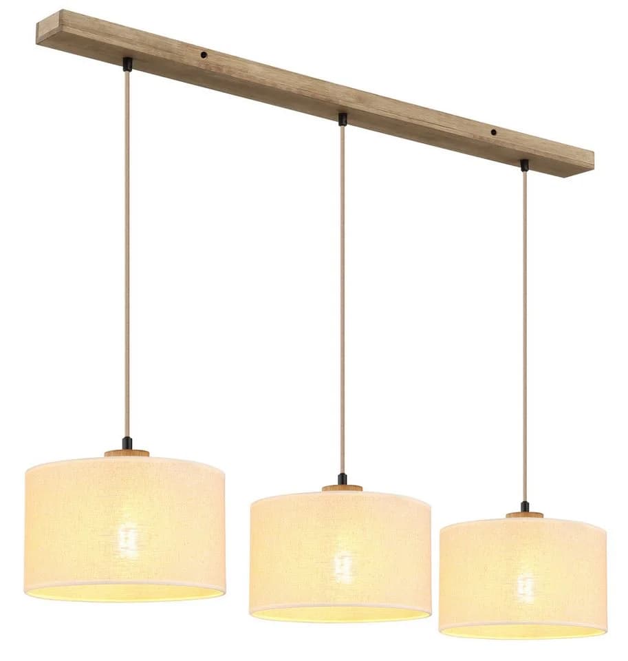 NOWA Hängeleuchte JULE Braun Holz Leinen 3-flammig - Bild 4
