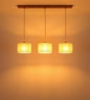 NOWA Hängeleuchte JULE Braun Holz Leinen 3-flammig Bild 5