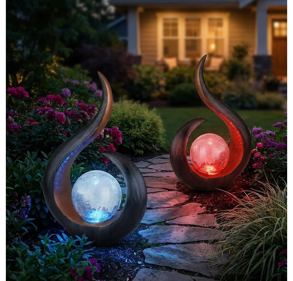 GLOBO LIGHTING LED Solarleuchte Schwarz RGB Farbwechsel 2er Pack - Bild 2