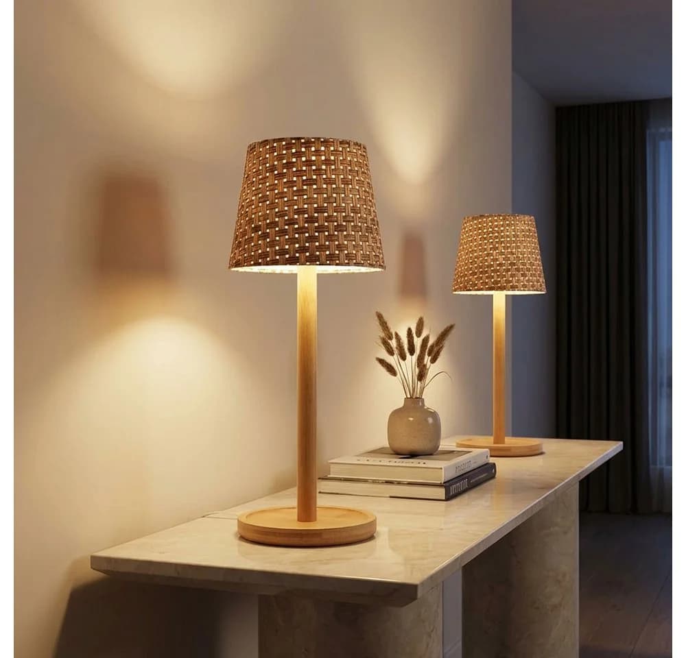 GLOBO LIGHTING LED Tischleuchte Bambus Touchdimmer CCT 2er Pack - Bild 2