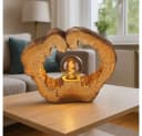 GLOBO LIGHTING Schreibtischlampe Baumscheibe Holzoptik Braun Bild 1