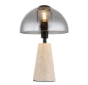 GLOBO LIGHTING LED Tischleuchte Travertin Grau Rauchglas Bild 1
