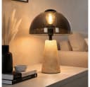 GLOBO LIGHTING LED Tischleuchte Travertin Grau Rauchglas Bild 2