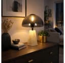 GLOBO LIGHTING LED Tischleuchte Travertin Grau Rauchglas Bild 4