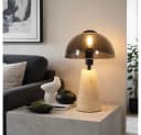 GLOBO LIGHTING LED Tischleuchte Travertin Grau Rauchglas Bild 5