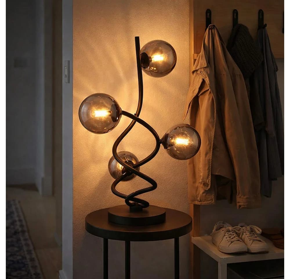 GLOBO LIGHTING LED Tischleuchte Warmweiß Tischleuchte Beistelllampe Nachttischlampe LED Glas Rauchfarbe - Bild 3