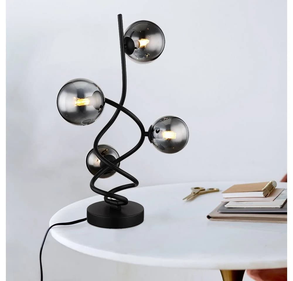 GLOBO LIGHTING LED Tischleuchte Warmweiß Tischleuchte Beistelllampe Nachttischlampe LED Glas Rauchfarbe - Bild 5