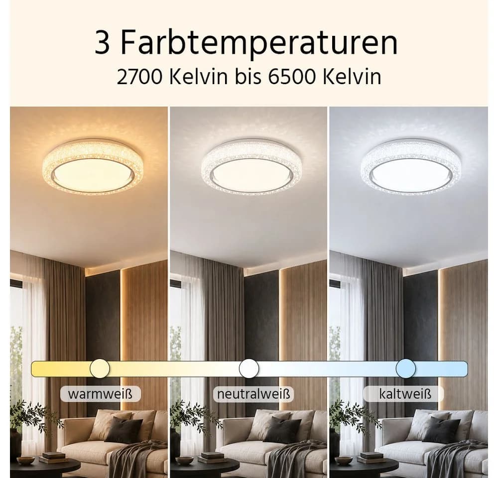 GLOBO LIGHTING LED Deckenleuchte mit CCT-Funktion und Kristallen - Bild 5