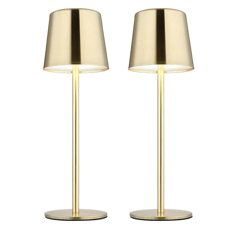 GLOBO LIGHTING LED Tischleuchte 2er Set Gold Touchdimmer Akku IP44