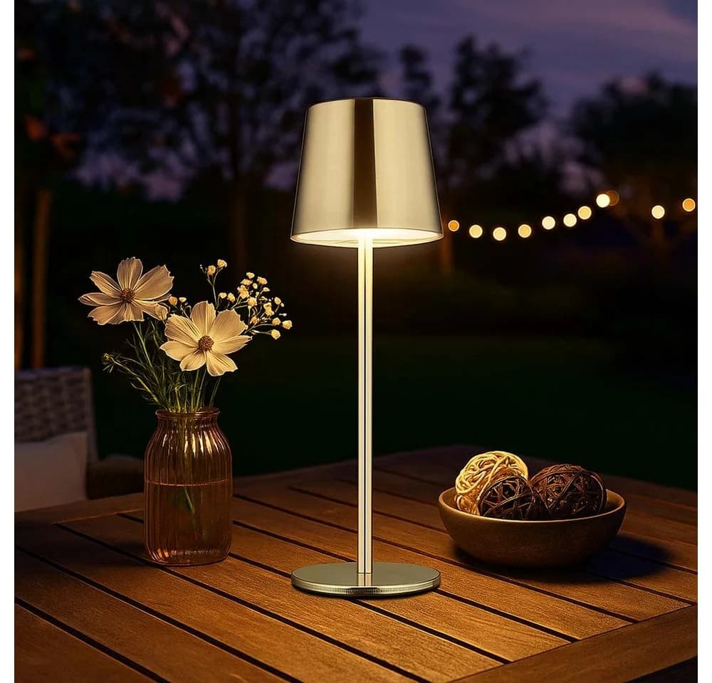 GLOBO LIGHTING LED Tischleuchte 2er Set Gold Touchdimmer Akku IP44 - Bild 3