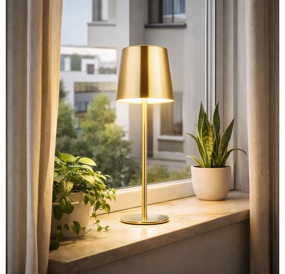 GLOBO LIGHTING LED Tischleuchte 2er Set Gold Touchdimmer Akku IP44 - Bild 4