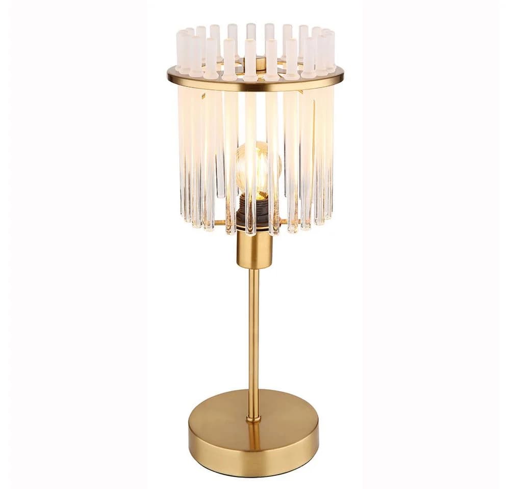 GLOBO LIGHTING Tischleuchte Gold Metall Glasstäbe E14