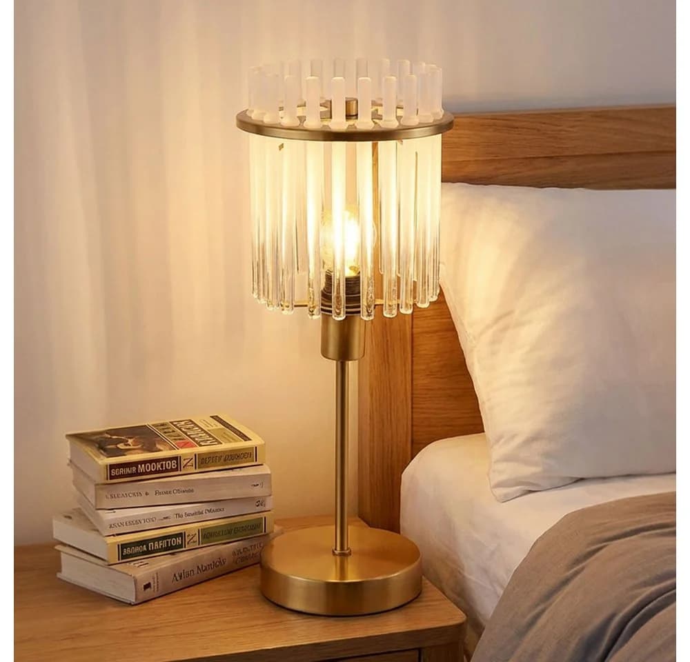 GLOBO LIGHTING Tischleuchte Gold Metall Glasstäbe E14 - Bild 2