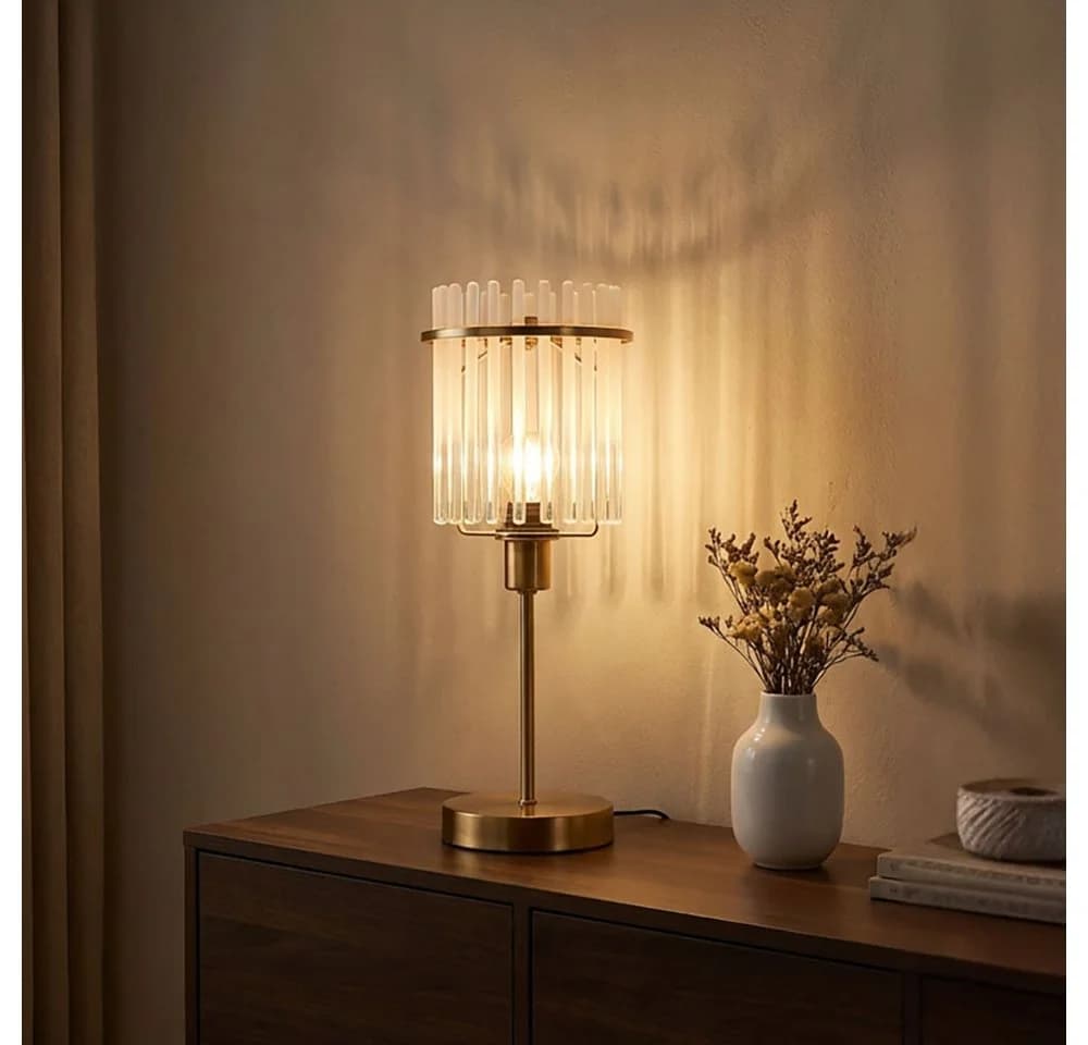 GLOBO LIGHTING Tischleuchte Gold Metall Glasstäbe E14 - Bild 4