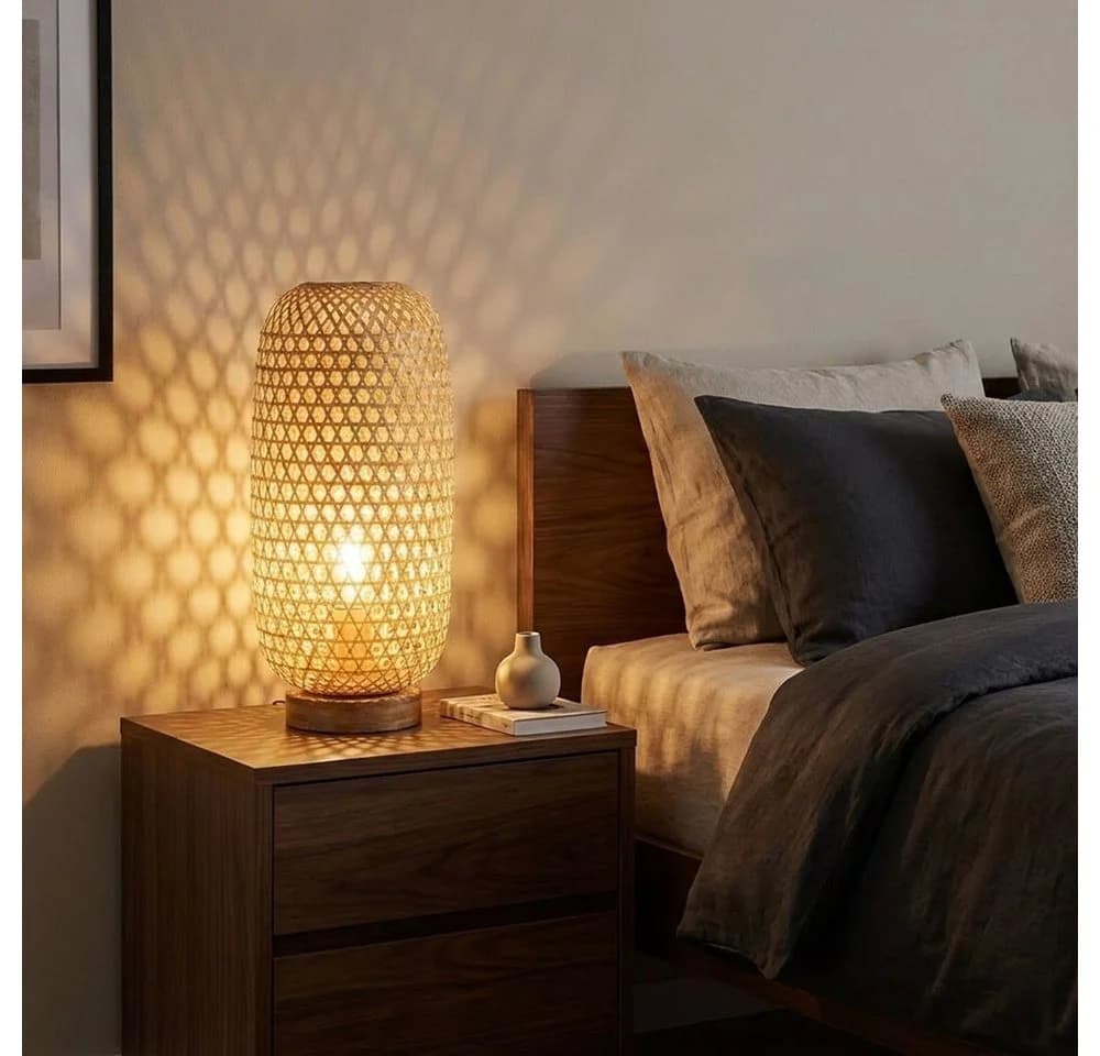 GLOBO LIGHTING LED Nachttischlampe Bambus Warmweiß - Bild 5