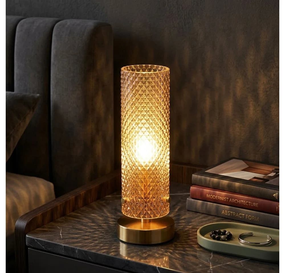 GLOBO LIGHTING LED Nachttischlampe Gold Glas - Bild 3