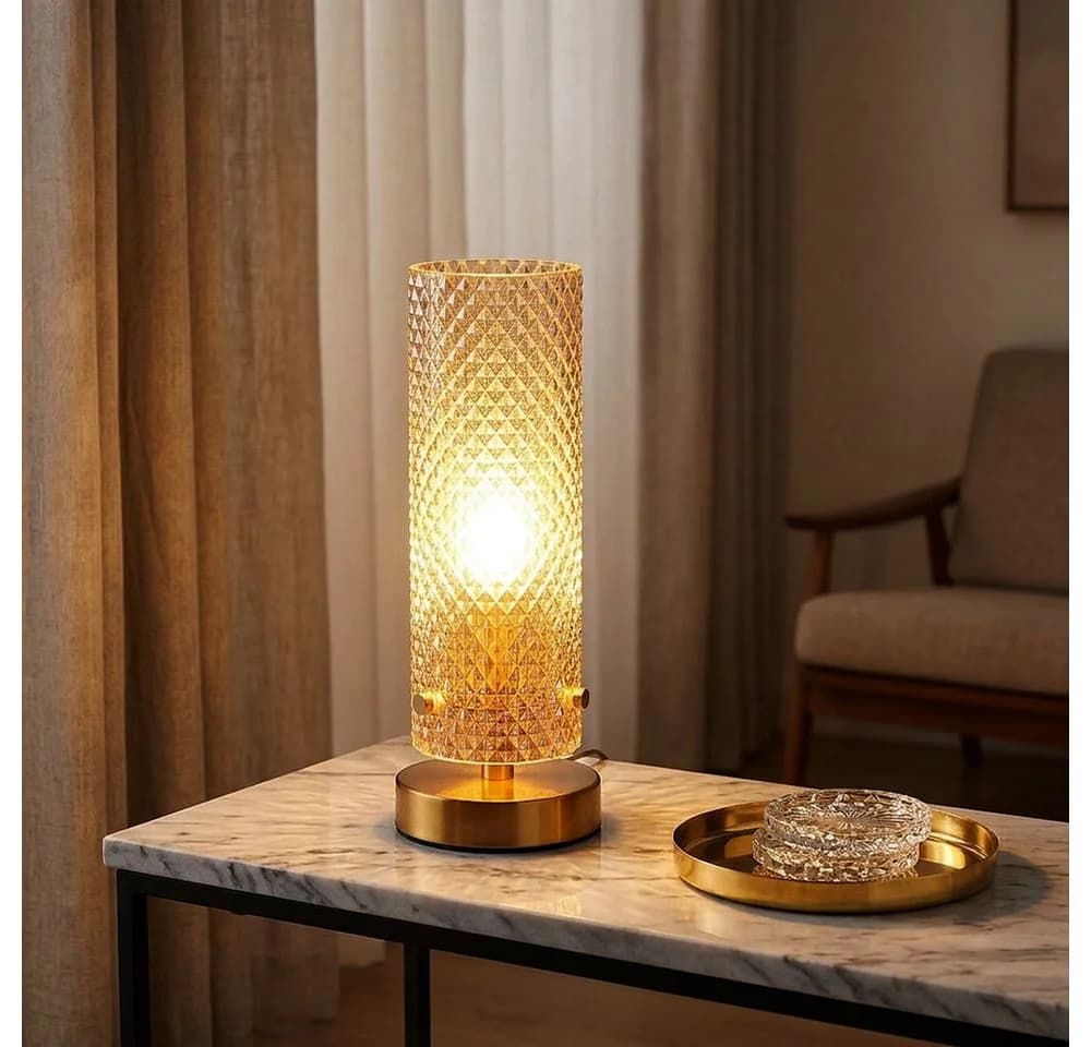 GLOBO LIGHTING LED Nachttischlampe Gold Glas - Bild 4
